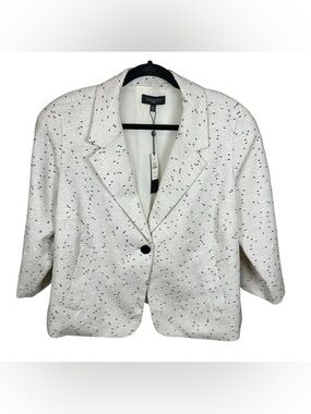 Talbots Tweed Blazer Jackie Fit Textured Neutral 16W Structured Chic NWT